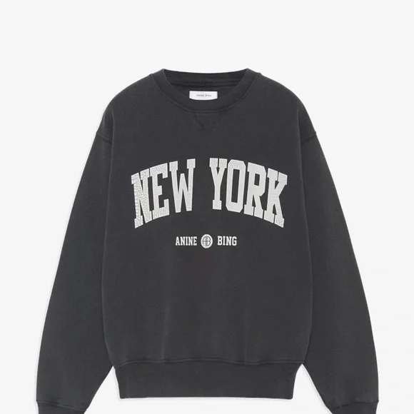 Anine Bing Size Small Ramona Sweatshirt in Washed Black - Picture 5 of 8